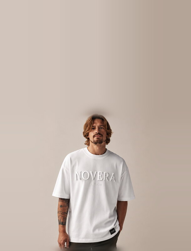 NOVERA embossed white oversized tee