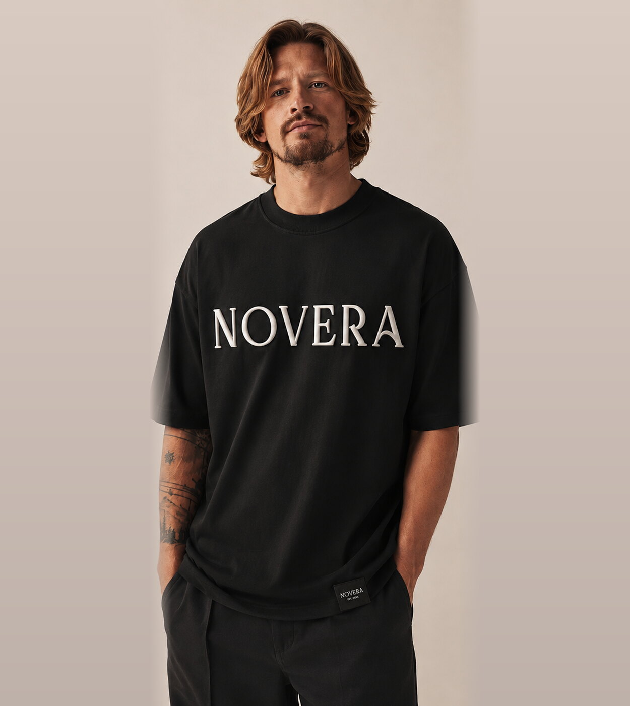 NOVERA signature oversized tee in black